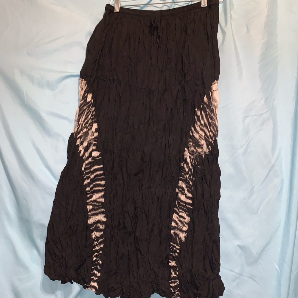 Boho peasant skirt black zebra stripes 1X
